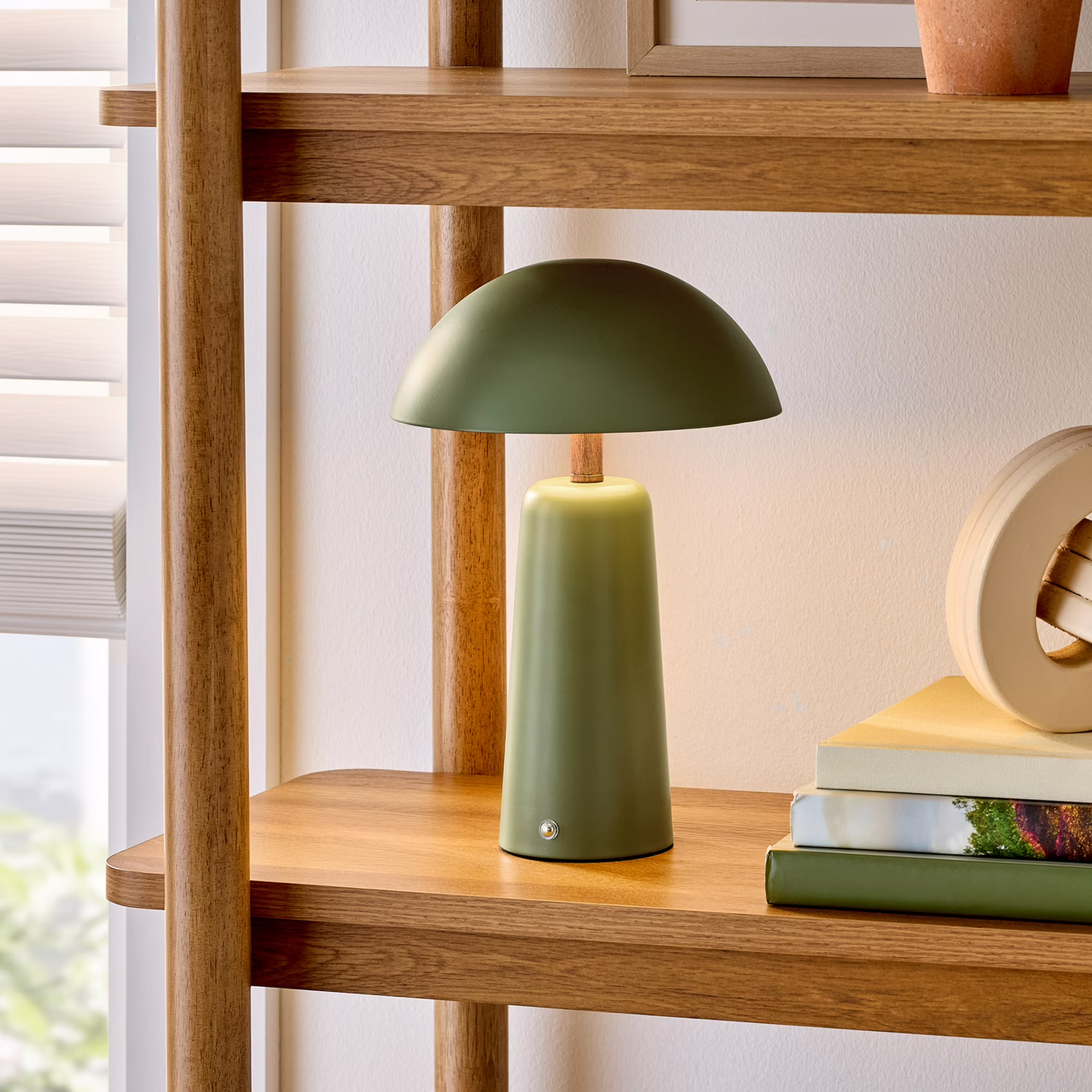 Better Homes & Gardens 12" Green Dome Rechargeable LED Portable Lamp with Dimmable Touch Sensor