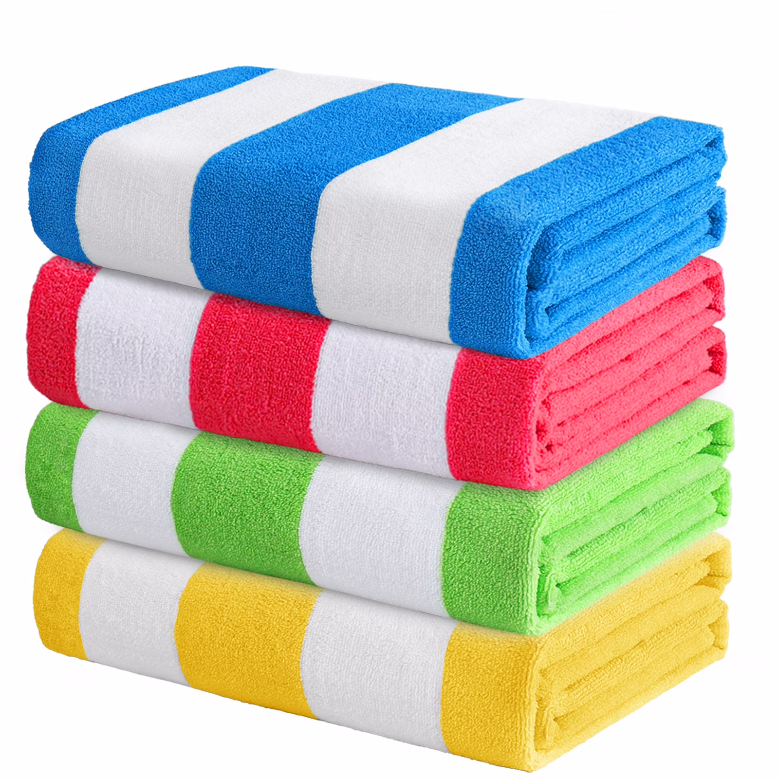 Exclusivo Mezcla 4-Pack Large Cabana Stripe Lightweight Soft Microfiber Beach Towels, Highly Absorbent Travel Pool Towel(Pink/Green/Blue/Yellow,30"x60")